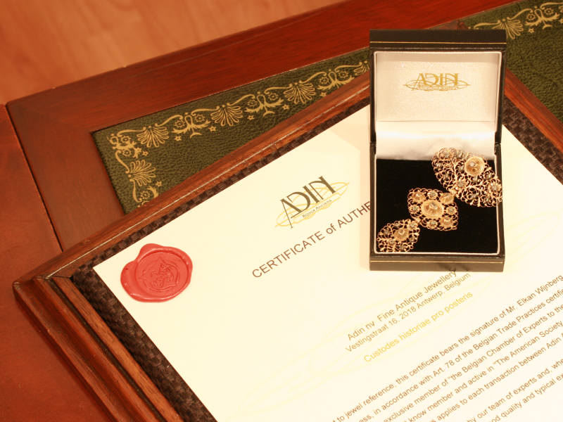 18th Century filigree gold cross pendant table cut diamonds